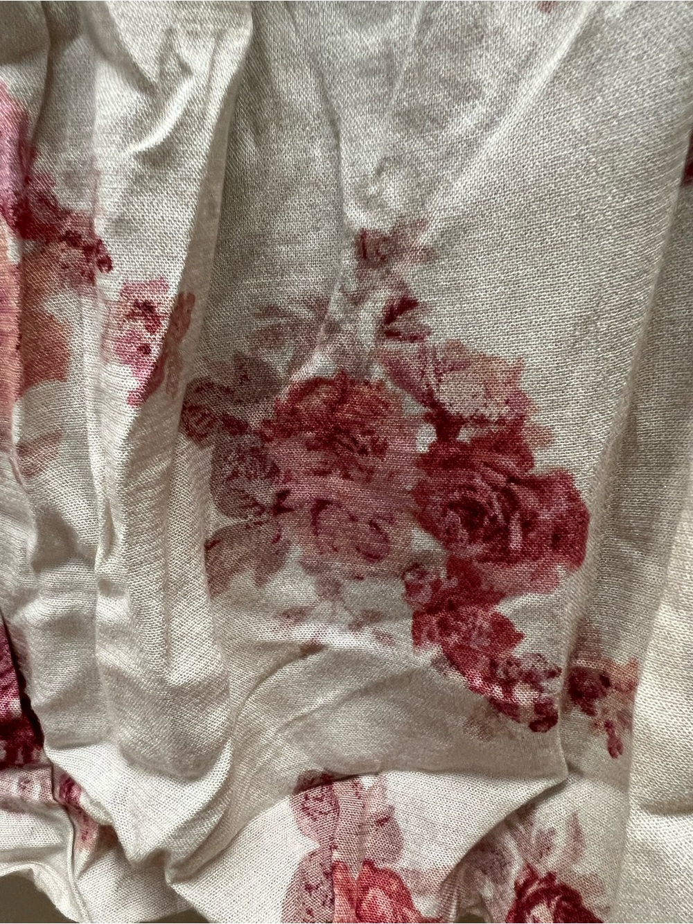 Floral Smocked Waist Mini Skirt - Cream with Dusty Rose - Picture 6 of 9